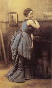 Jean Baptiste Camille  Corot Woman in Blue Spain oil painting artist